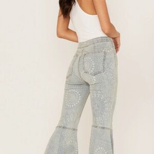 We The Free Blue Patterned Denim